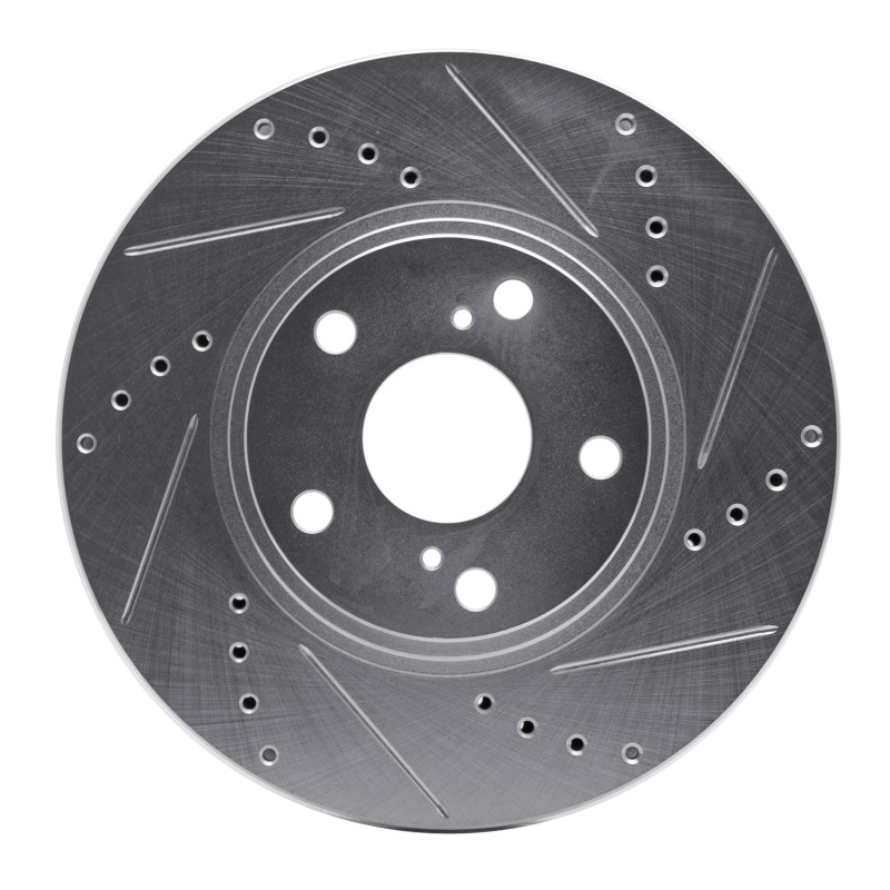 Lexus ES300 Brake Rotor (1) - Front Right - R1 Concepts - Drilled & Slotted - Silver - `99-`07